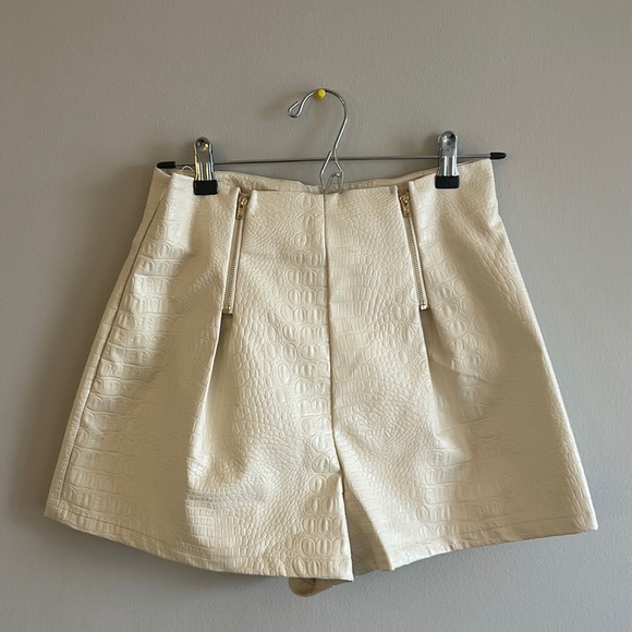 SHEIN Pants - Cream leather shorts